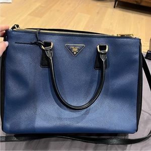 Prada blue and black saffiano tote